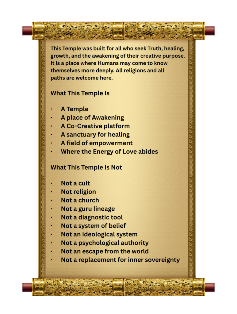 Temple of Love Welcome Scroll