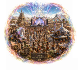 Temple Festival Grounds sigil representing immersive gatherings, celebration, creativity, and Human connection